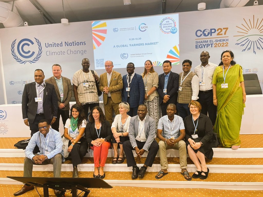 Naacug's tweet photo. NAAC's CEO Mr. Samuel Ssentumbwe on a panel, discussion on "Farmers' Adaptation and Mitigation of Climate Change" at the COP27 in Sharm EL Sheikh Egypt.
#USAID #AMEAGLOBAL @EAFFinfo @worldfarmersorg @unffe #rikolto @UhuruInstitute #MSCuganda @pafo_africa #NUCAFE95 https://t.co/6n2pRcrpHk