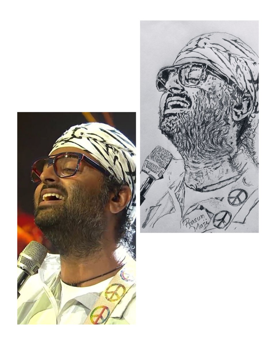 If there is one voice that does justice to both love and heartbreak, it is that of <a href="/arijitsingh/">Arijit Singh</a> 🖤🥀

A small tribute to soul of our generation's music!!❤️❤️
Photo Reference from Google.

#Arijitsingh #sketch #sketchbook #art #artistsontwitter #artwork #ArtistOnTwitter