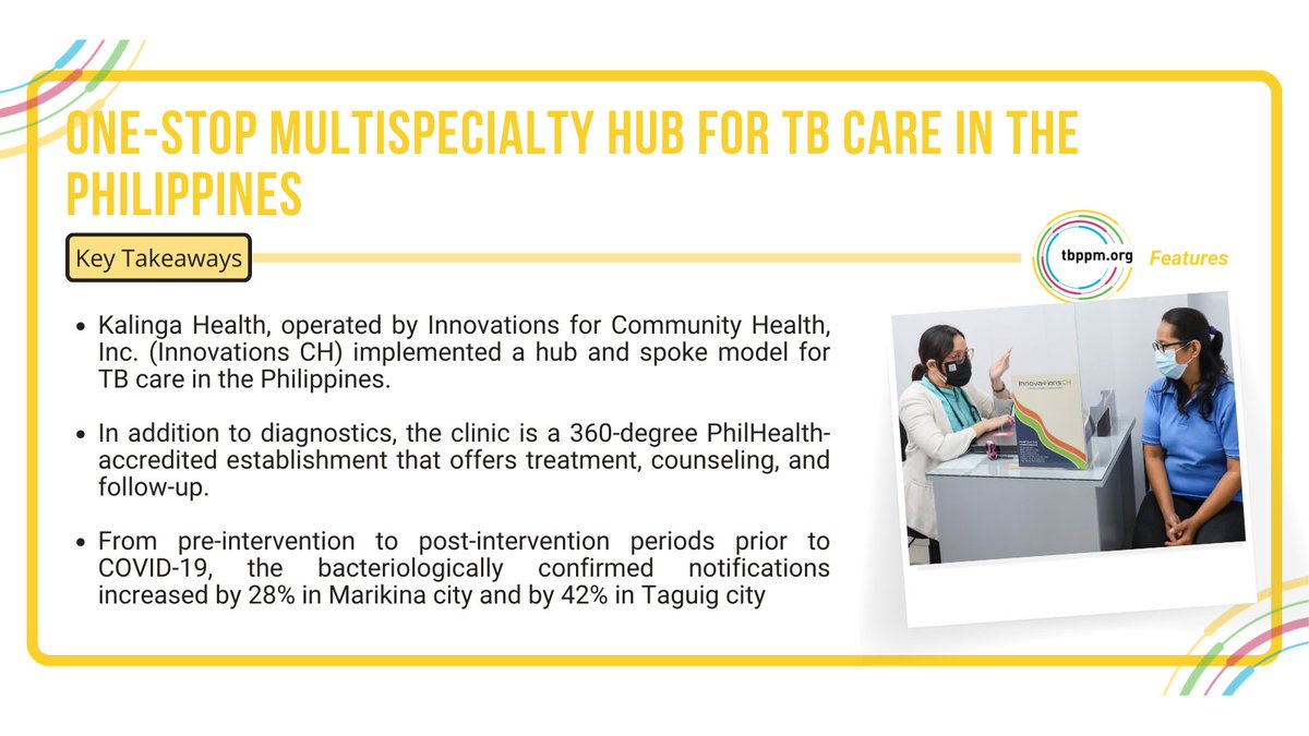 tb_ppm's tweet photo. The latest #TBPPMFeatures highlights the efforts of @innovations_ch through the #KalingaHealth program in #Philippines. This innovative private sector engagement strategy has contributed to an increase in TB notifications in the country.
Read more 👉https://t.co/H3KGKnd4MN https://t.co/ECGJRnjWqy