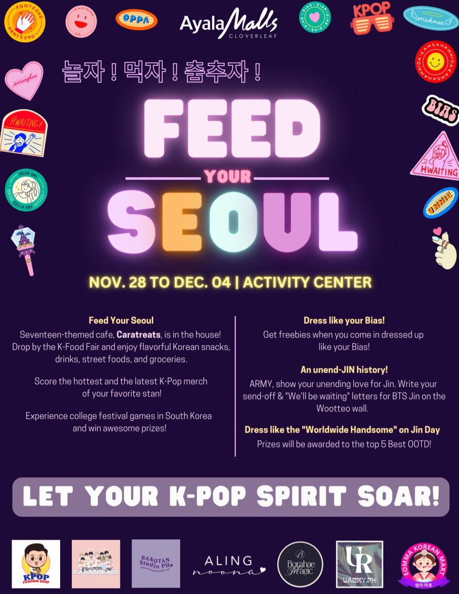 We're finally going North! We're so excited to meet everyone &amp; celebrate #JIN Day with you! There will be lots of activities &amp; prizes lined up &amp; we're bringing lots of new &amp; vintage merch! Visit us at Ayala Malls Cloverleaf Nov 28 - Dec 4 &amp; start your Christmas shopping early!