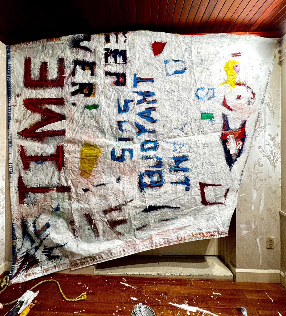 swimdeep's tweet photo. Sing Buoyant
Oil, aerosol, latex, pencil on Dacron sail
93x112"
#creativeprocess #michaelornstein #listenbreathevision #democracy #privateartcollection #artcollector #marisi #sonsofanarchy #sail #paintedsail #buoyant #alternativepaintings #functionalpaintings #functionalart https://t.co/q8i9EY6BB1