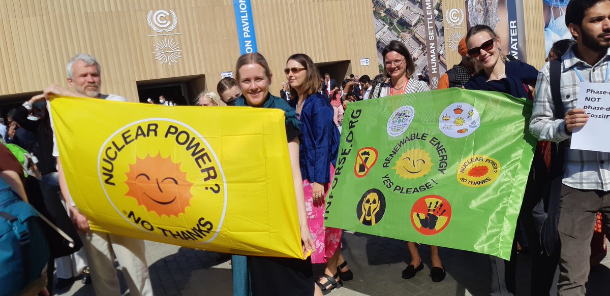 From #COP27: #RenewableEnergyYESplease #nuclearpowerNOthanks We demand FAST transition with #Renewables #energyefficiency #sufficiency #LocalClimateSolutions #GenderJustClimateSolutions #endfossil #endnuclear @INFORSE_org @Vedv_Energi @dontnuke @gegenatomkraft @StopNewNuclear