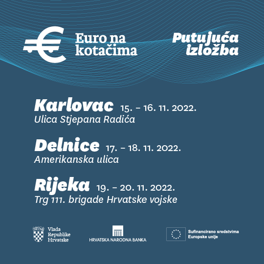 Euro na kotačima stiže u Karlovac, Delnice i Rijeku! Ne propustite posjetiti zabavnu, informativnu i interaktivnu izložbu o našoj novoj valuti euru! Vidimo se u vašem gradu! #EuroNaKotacima #Euronašnovac <a href="/VladaRH/">Vlada Republike Hrvatske</a> <a href="/HNB_HR/">Hrvatska narodna banka</a>