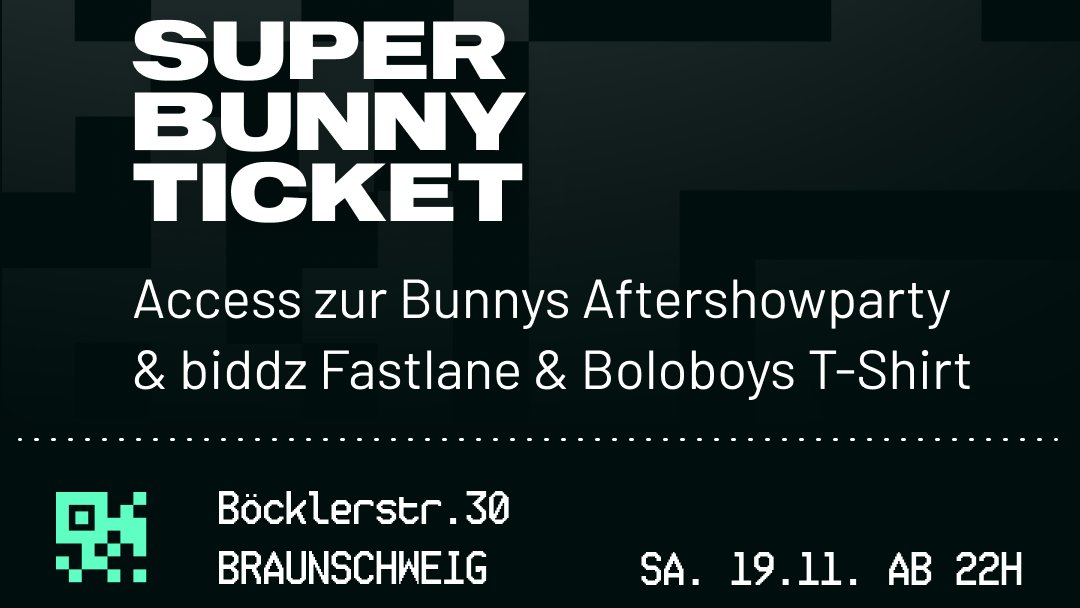 biddz_io's tweet image. Unser erster #biddzMoments Sale ist LIVE ⁠🔊
⁠
Bunny's Aftershow 🥳⁠ 🎫
⁠
👉 app.biddz.io 

SA. 19.11.22 AB 22H ⏰

#biddz #deutschrap