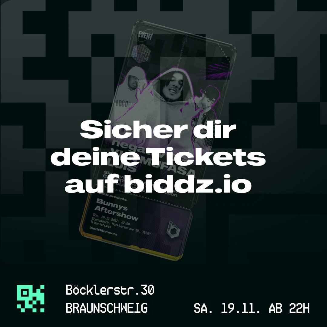 biddz_io's tweet image. Unser erster #biddzMoments Sale ist LIVE ⁠🔊
⁠
Bunny's Aftershow 🥳⁠ 🎫
⁠
👉 app.biddz.io 

SA. 19.11.22 AB 22H ⏰

#biddz #deutschrap
