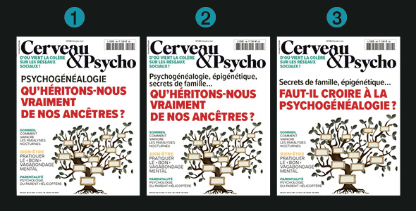Histoire familiale, épigénétique... Le prochain numéro de Cerveau &amp; Psycho sera consacré à ce que nous héritons de nos ancêtres. Participez à son élaboration en votant pour votre couverture préférée !  Votez ici => docs.google.com/forms/d/e/1FAI…