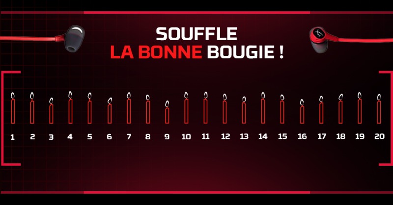 HyperXFrance's tweet photo. Souffle une de nos bougies ! Tu trouves la bonne > Tu gagnes un follow 😉 RDV à mardi 15/11 à 18H pour lâcher les follow #HyperX20ans https://t.co/2LQplUA18p