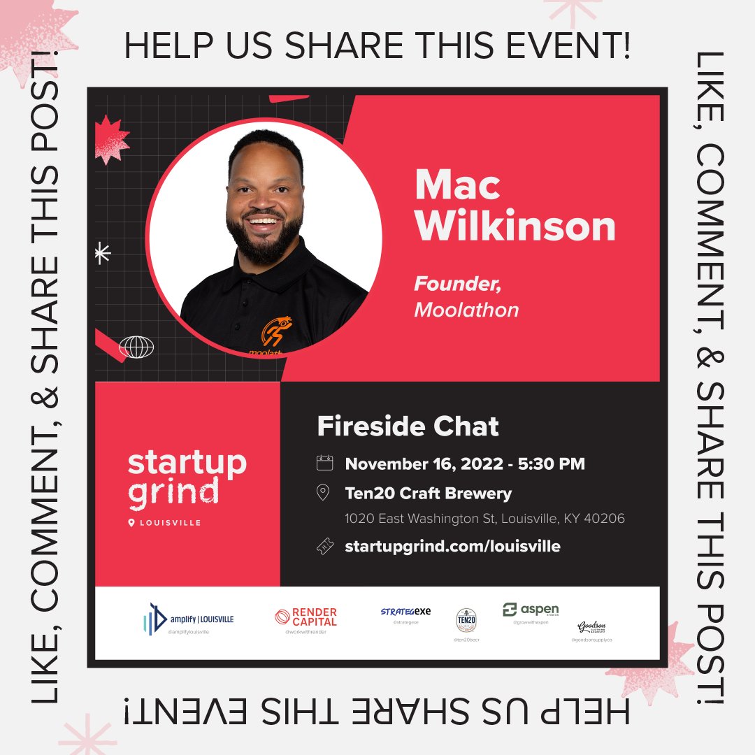 GrindLouisville's tweet photo. Spread the word! 🎉🍻

Our next free event is this Wednesday at 5:30pm at @ten20beer Butchertown with @MindOfMac, founder of @Moolathon!

Register now 👉 https://t.co/nONDAGK3Fw https://t.co/zgxE7l5aKZ