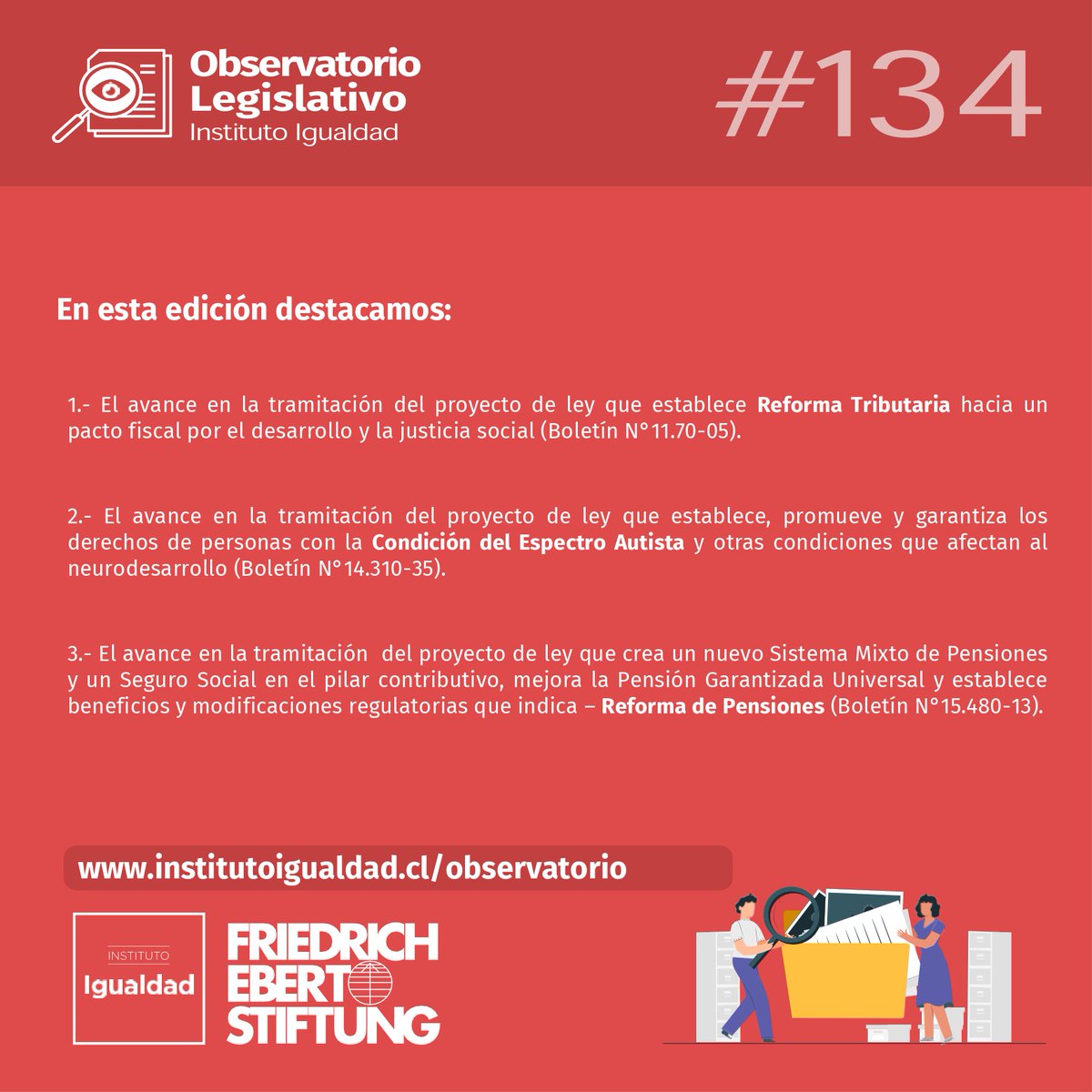 Revisa los avances en materia de ley de esta semana en la edición 134 del #ObservatorioLegislativo del Instituto Igualdad con el apoyo de <a href="/feschile/">Friedrich Ebert Stiftung en Chile</a> ➡️ bit.ly/3tupBp0