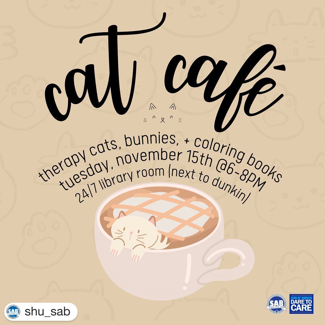 SHU_Libraries (@shu_libraries) on Twitter photo #Repost <a href="/SHU_SAB/">Seton Hall SAB</a> Hop on over to the 24/7 library room on 11/15 6-8p to play with some therapy cats and bunnies!! If you need a study break, this event is purrfect for you!
#cats #catcafe #bunny #destress #therapycats #coloringbooks #setonhall #shulibraries #Repost <a href="/SHU_SAB/">Seton Hall SAB</a> Hop on over to the 24/7 library room on 11/15 6-8p to play with some therapy cats and bunnies!! If you need a study break, this event is purrfect for you!
#cats #catcafe #bunny #destress #therapycats #coloringbooks #setonhall #shulibraries