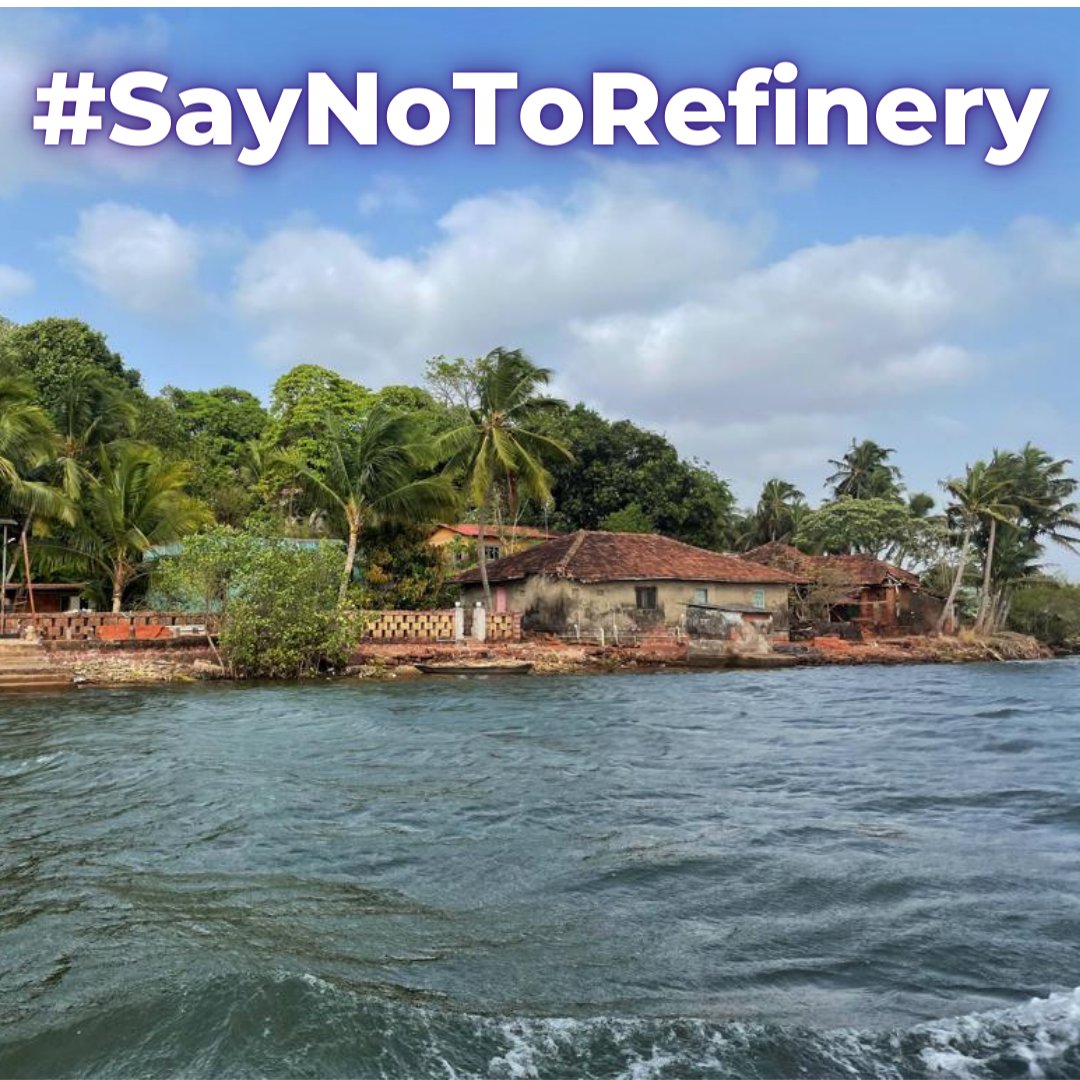 savemollemgoa's tweet photo. In the age of the #ClimateCrisis, the refinery project in the #Konkan region of Maharashtra is a huge setback to all the  commitments that India has made on international platforms. Konkan locals #SayNoToRefinery. The project will displace marine life and local livelihoods. https://t.co/QFn3GY91fs