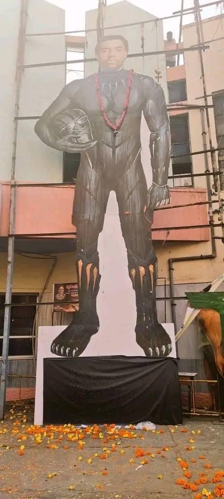 RT @Chrissuccess: Cutout of Chadwick Boseman at Hyderabad theatre on release of #WakandaForever. https://t.co/IoPEuE67NC