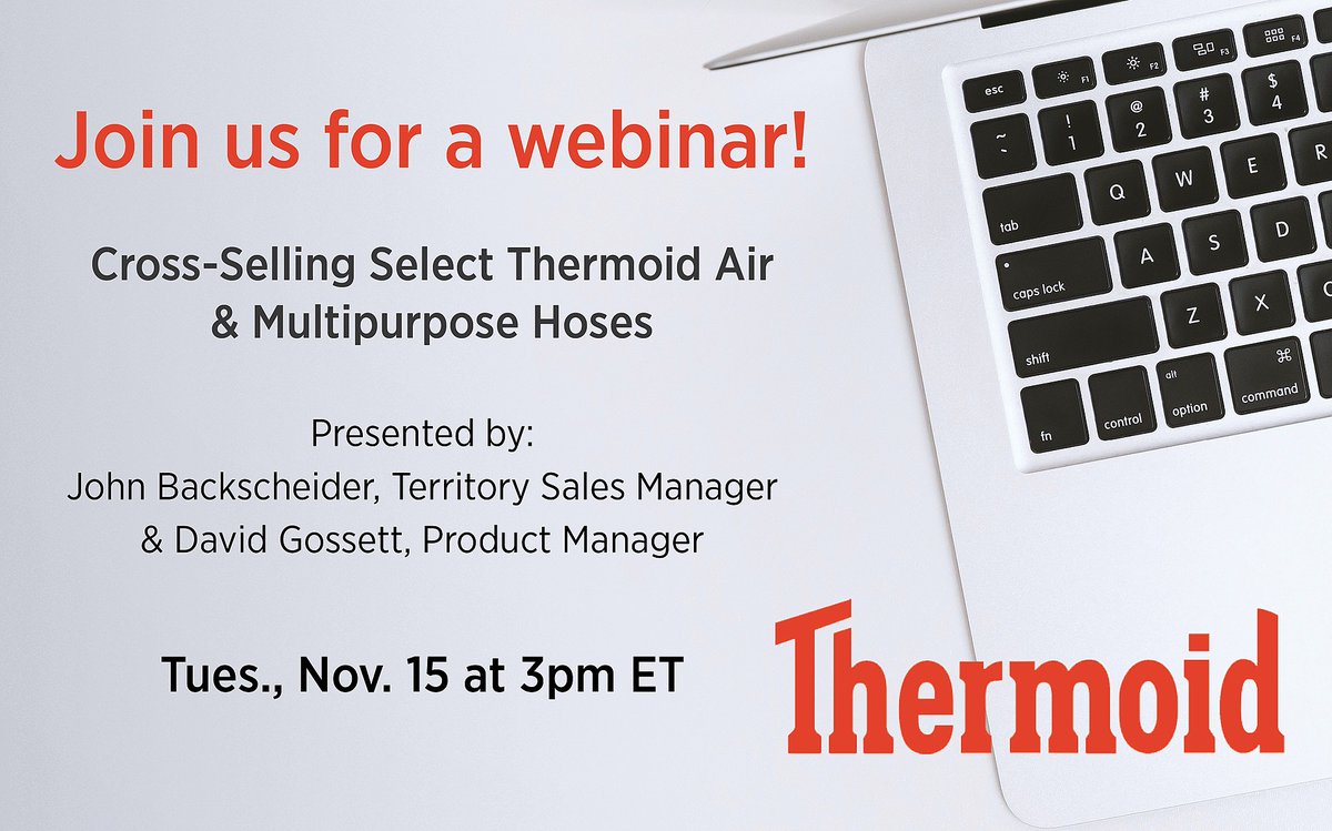 The second Cross-Selling Select Thermoid Air &amp; Multipurpose Hoses webinar is tomorrow! This is your second chance to join in. Sign up here: bit.ly/3fr45OG
#FeaturedSupplier