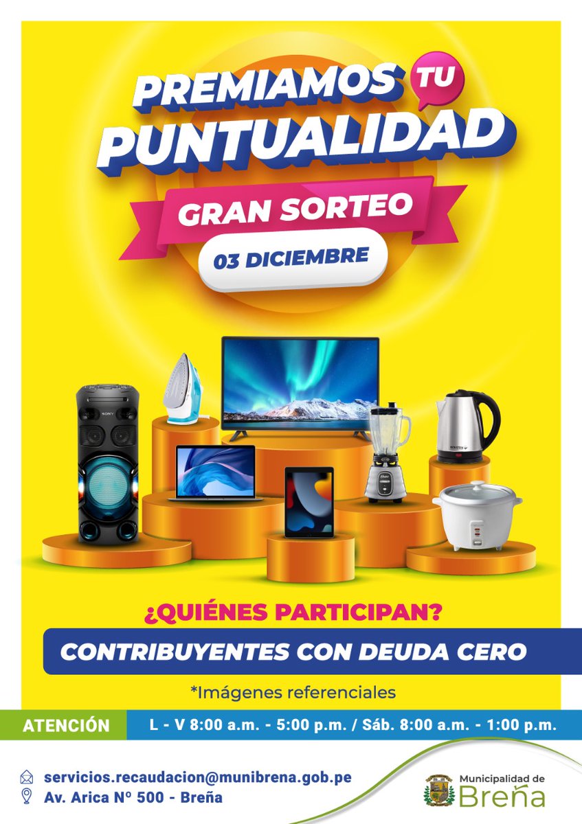 muni_brena's tweet photo. ✨ 𝗣𝗥𝗘𝗠𝗜𝗔𝗠𝗢𝗦 𝗧𝗨 𝗣𝗨𝗡𝗧𝗨𝗔𝗟𝗜𝗗𝗔𝗗✨😲
📌Vecino, tienes plazo hasta el 30 de Noviembre aprovecha estos beneficios tributarios que tenemos para ti , participa de esta gran sorteo. https://t.co/Sh63mA0d85