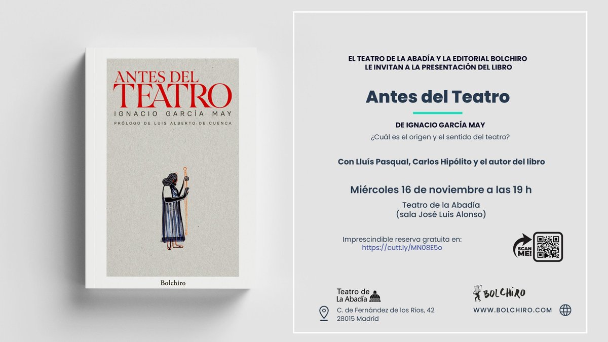 El miércoles os esperamos en el <a href="/teatroabadia/">Teatro de La Abadía</a> con Carlos Hipólito, Lluis Pasqual  e Ignacio García May. Reservad: teatroabadia.com/es/noticias/10…