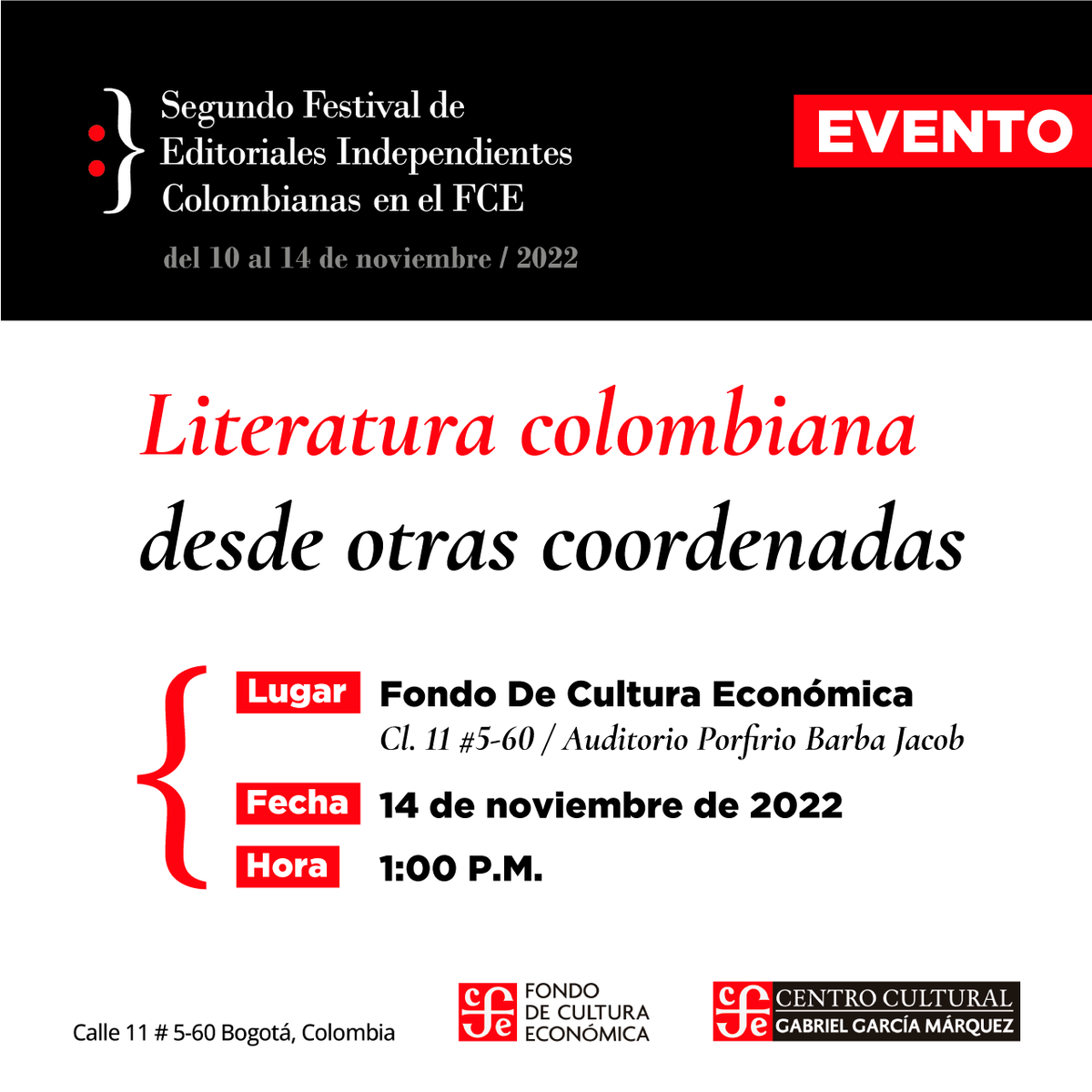 PalabraLibreUS's tweet photo. ¡Palabra Libre en el Festival de Editoriales Independientes Colombianas! 🤩📚
📍 Fondo de Cultura Económica
📆 14 de Noviembre de 2022
🕕 1:00 pm
@fcecolombia
*
*
*
*
*
#FCEColombia #FCE #FEIC2022
#NoviembreIndependiente
#LeoIndependiente
#ColombiaLee
#YoLeoIndependiente https://t.co/kAYN8RGvXa