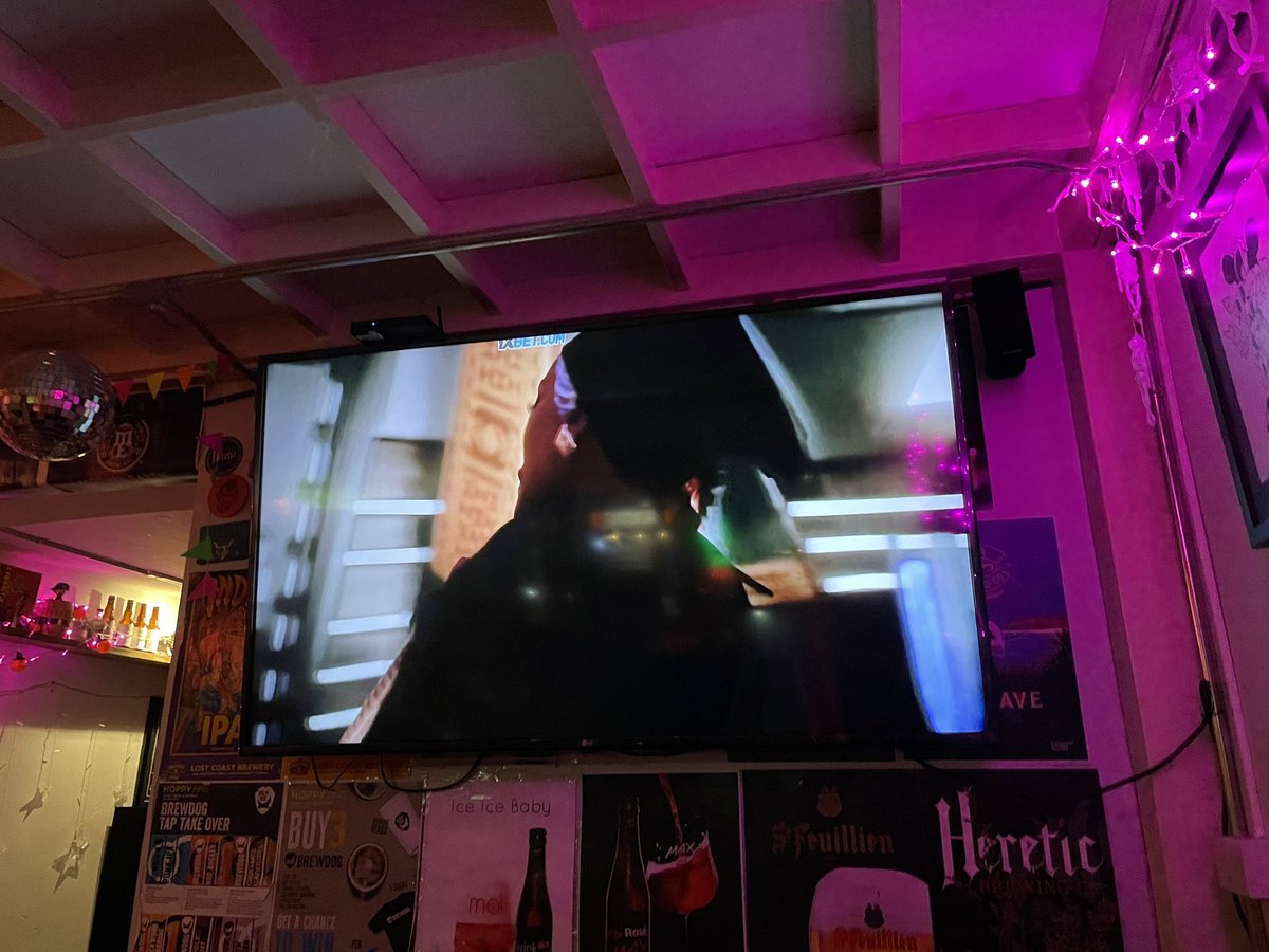 trevorep's tweet photo. In Thailand, there doesn’t seem to be any concerns about infringing on intelectual property. The bar I’m in is showing Wakonda Forever. #americaninthailand #thailand #trevorinthailand https://t.co/WTWa8mj4dL
