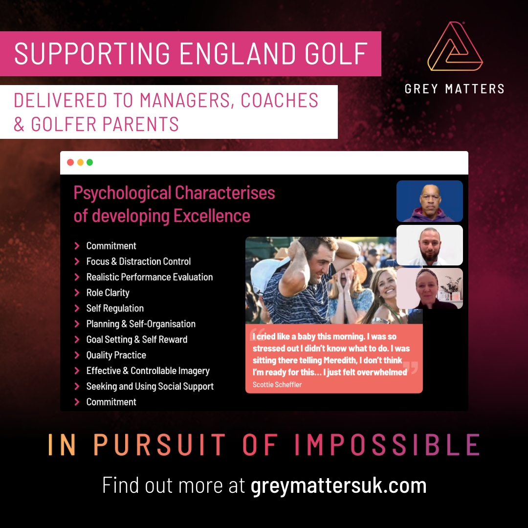 Our Psychologist Mark Keep presenting and delivering for England Golf to managers, coaches and parents of golfers on the DiSE programme.

#golf #englandgolf  #performance #development #inpursuitofimpossible #greymattersuk #sportpsychology