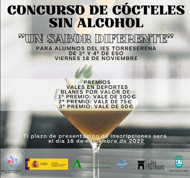 AndaluciaRELAS's tweet photo. #SaludPúblicaAndalucía
El Ayuntamiento de #ViatorRELAS , dentro del Programa “ Viator ante las Drogas”, realizará el 18 de Noviembre el CONCURSO DE CÓCTELES SIN ALCOHOL “UN SABOR DIFERENTE”.
https://t.co/OnN4vqmPMZ
#LocalizarlaSalud @Viatoraldia @DAPAlmeria @saludand https://t.co/5m0zPy4TWh