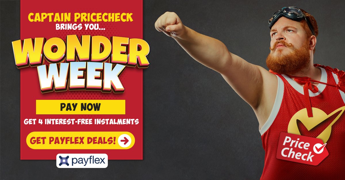 PriceCheck_SA's tweet photo. Captain PriceCheck &amp; @PayflexZA bring you Wonder Week. Black Friday deals have come early!

🔗 https://t.co/cMKKojLNJP
 #WonderWeek #CaptainPriceCheck #PriceCheck https://t.co/4qUI6gwFBk