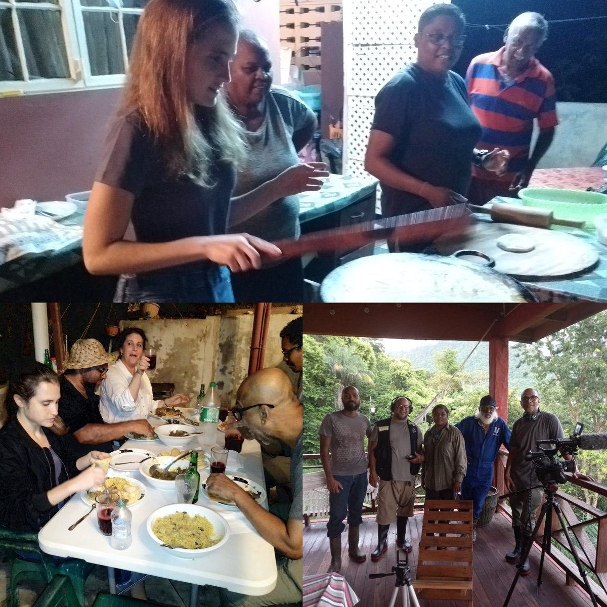 BagalueSunab's tweet photo. Members of Cornell university being entertained at Pama farm Trinidad. #roti #curry duck #curry fowl #sweetrice  #rabbit #surreal beer #Trini #Sri lanka #jamaican #americans #documentary https://t.co/YVMV6tbGOw