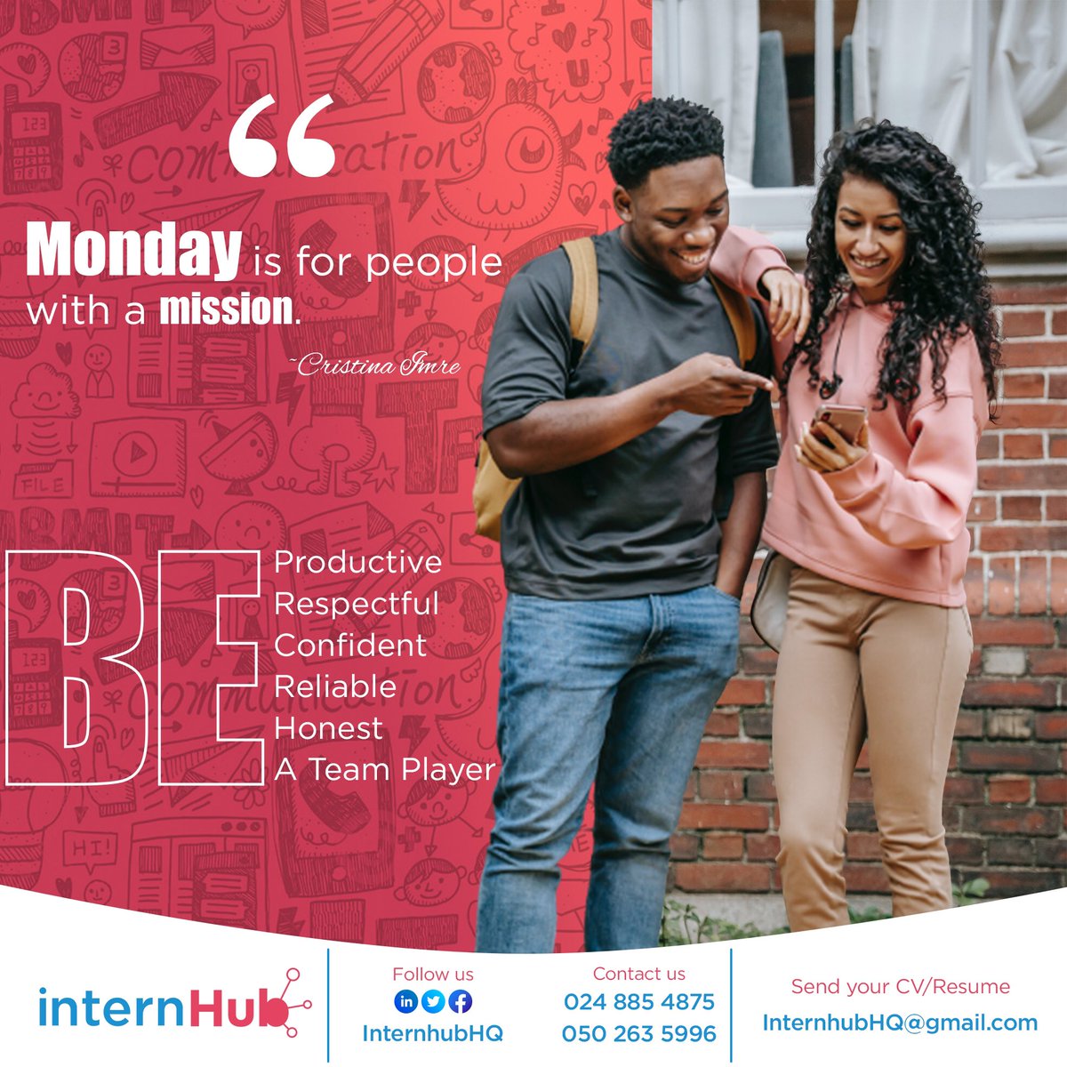 InternhubHQ's tweet photo. Let’s talk about MONDAY…

#internhub #internship https://t.co/QMPilEO2nl