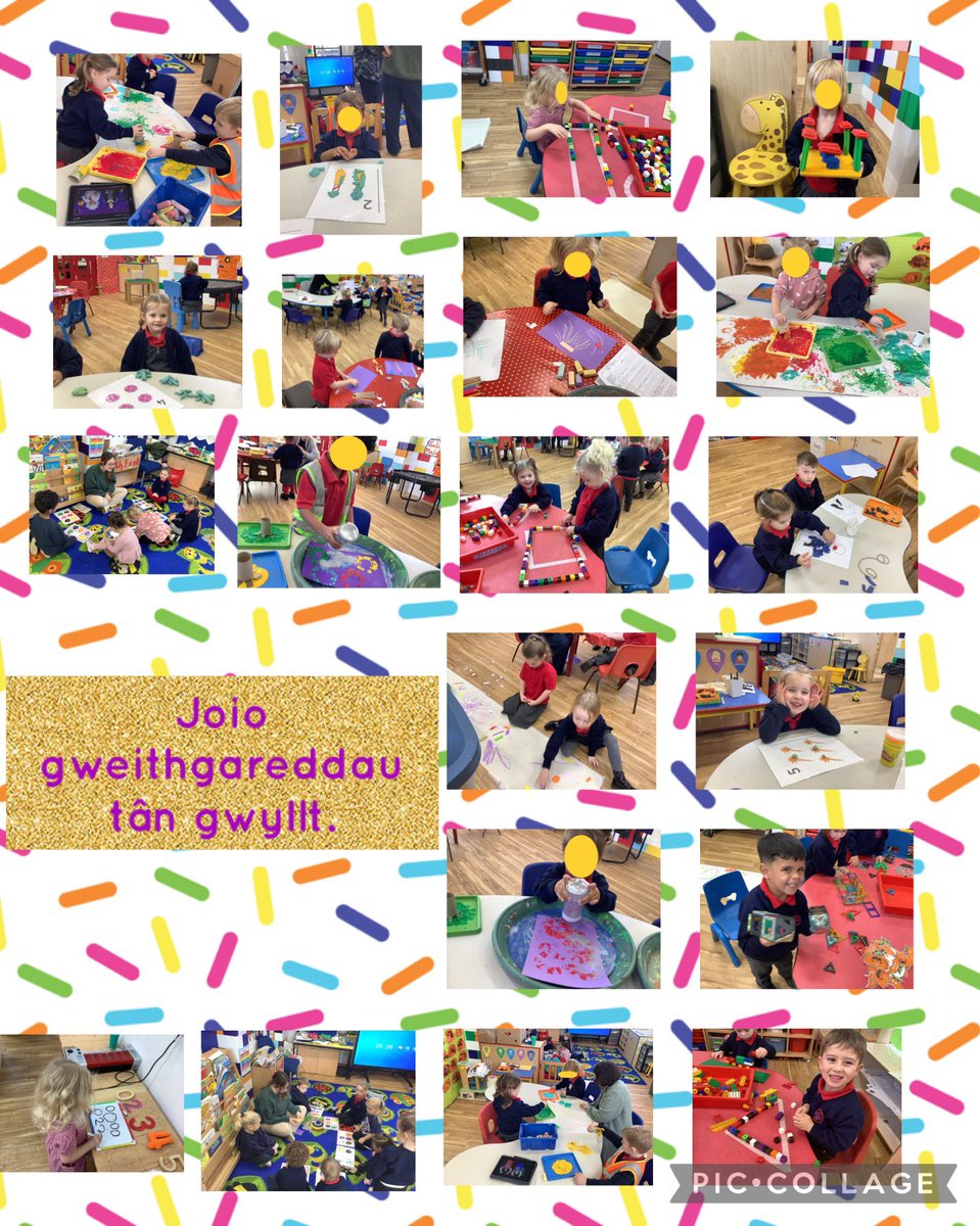 YbeMeithrin's tweet photo. Mae’r plant wedi joio arbrofi gyda lliwiau  a siapiau.  The children have enjoyed exploring with colours and shapes. https://t.co/MZVKF6m5AB