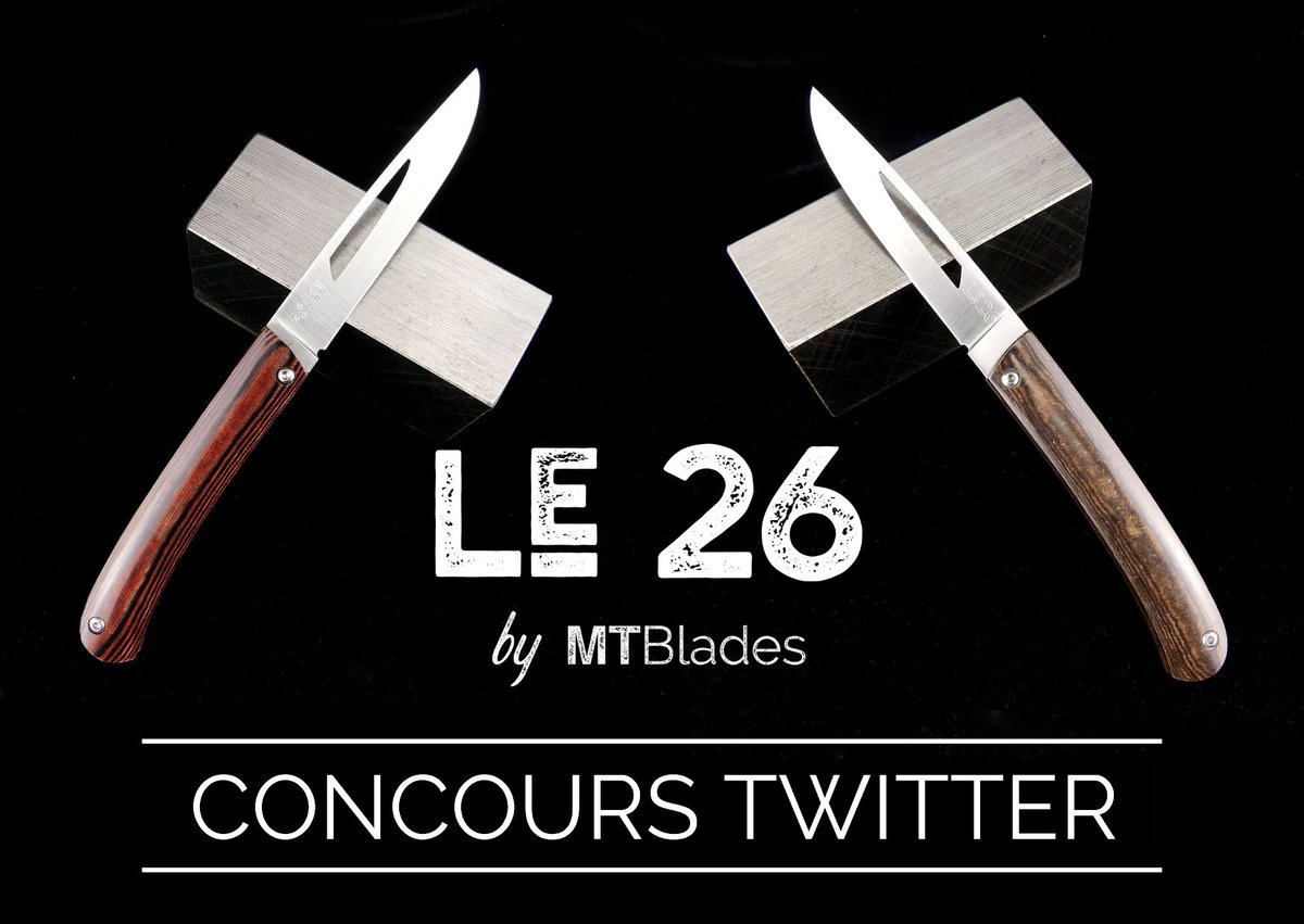 MTBlades_fr's tweet image. 👉CONCOURS 👈
Pour lancer mon nouveau compte Twitter et pour vous faire découvrir Le26 dans sa nouvelle version, je vous fais gagner DEUX couteaux ! 

Pour participer il faut :
-Être abonné à mon compte @MTBlades_fr 
-RT et fav💗 ce tweet

Bonne chance 😀