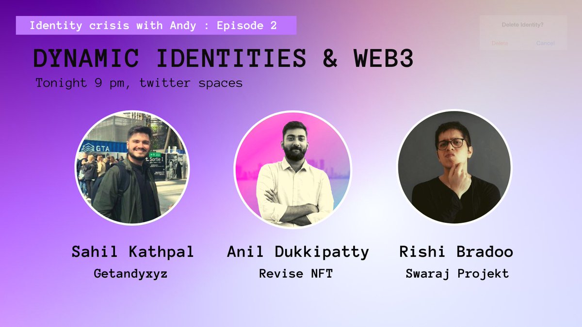 andyprotocol's tweet photo. Tonight, 9 pm on episode #2 of identity crisis ✨ https://t.co/8wSl6pgeMb