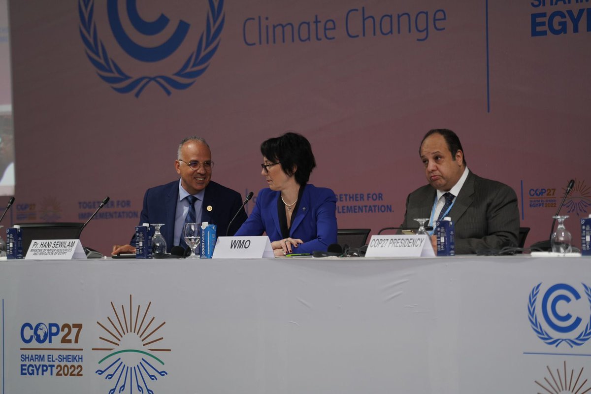COP27P's tweet photo. COP27 LIVE | Water Day

Water Day at #COP27 kicked off with the launch of #AWARe, an initiative which catalyses inclusive cooperation to address water as key to climate change adaptation, resilience and their co-benefits. 

#TogetherForImplementation https://t.co/Ok1Rt8NTHf