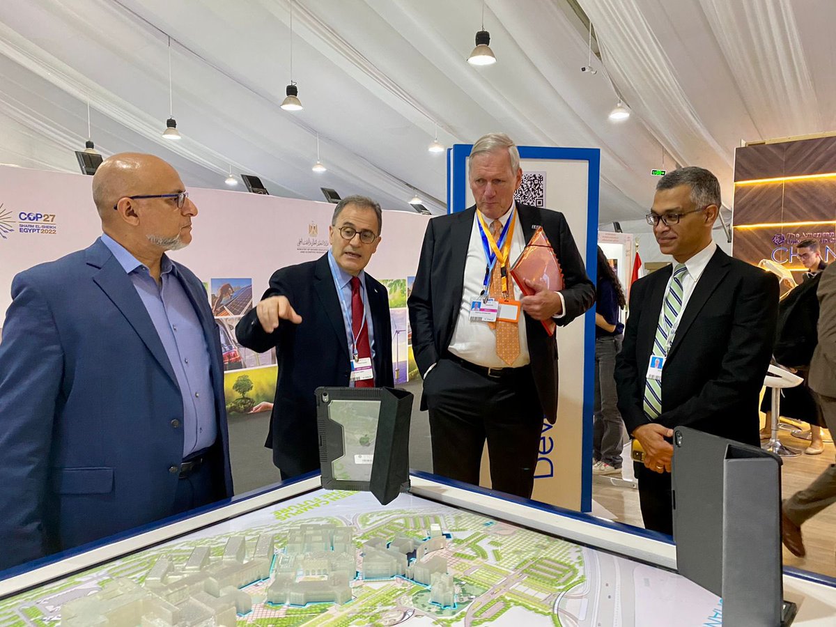 A pleasure to be with Netherlands Ambassador <a href="/HMSchaapveld/">HM Schaapveld</a> at the #AUCxCOP27 pavilion, and introduce him to the impactful work our students &amp; faculty are leading. Thank you, Your Excellency, for supporting <a href="/AUC/">AUC</a> and for visiting our pavilion. #AUCClimateChange