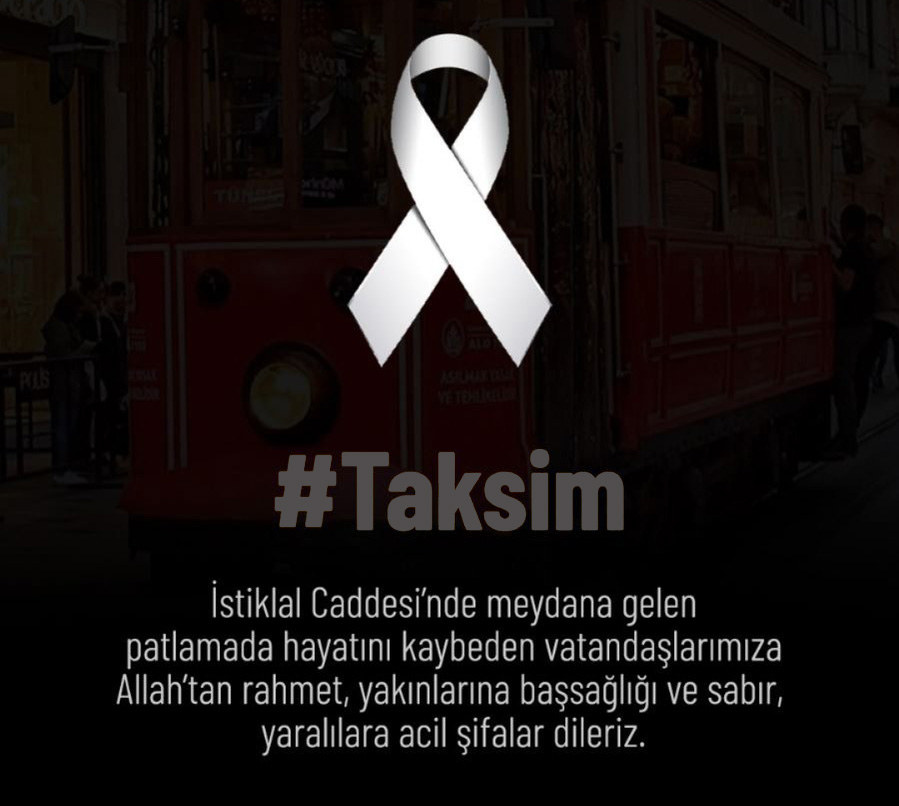 Terörü lanetliyoruz. Hayatını kaybedenlere Allah’tan rahmet, yaralılara acil şifalar dileriz. 
#taksim #patlama #istiklalcaddesi #istanbul #terörülanetliyoruz