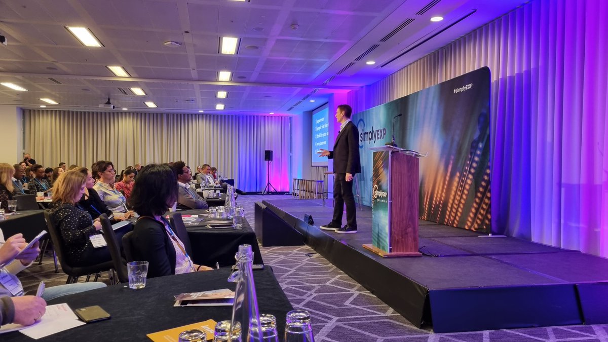 Mike_Forrest's tweet photo. Fantastic start to #simplyexp22 hearing from @brucedaisley. Key takeaway is people then tech for building our post-pandemic office culture and workforce plan. #wednesdayplusone https://t.co/5J4Na7xtiZ