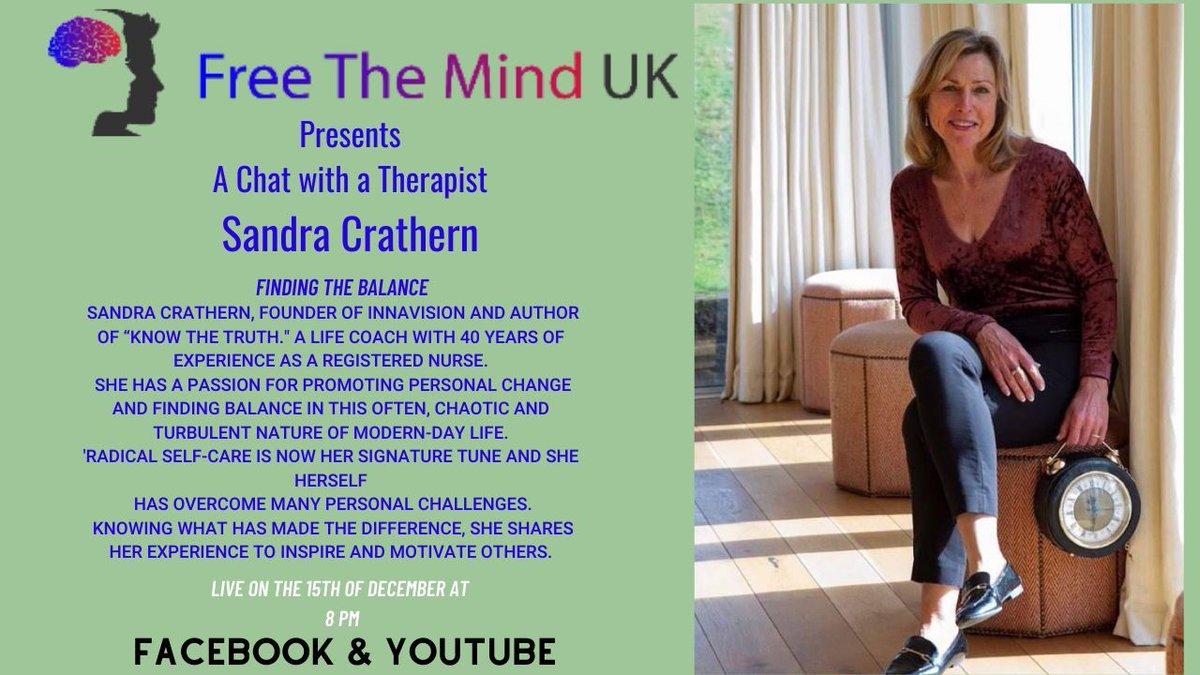 worthingandadur's tweet photo. Chamber Member Sandra Crathern is appearing on Free the Mind UK's "Chat with a Therapist"

You can join the conversation on facebook and youtube live at 8pm on Thursday 15th December  

#TogetherBusinessIsStronger #BePromoted https://t.co/fCweLHRPgf