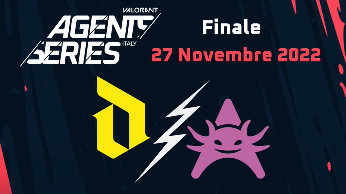 Finale #AgentsSeries 🏆

<a href="/DsyreEsports/">DSYRE</a> e <a href="/Axolotl_Esports/">Axolotl Esports</a> si sfideranno sul palco della #MilanGamesWeek per decretare i nuovi campioni nazionali di #VALORANT💥

Segui il match dal vivo il 27 Novembre oppure comodamente da casa su twitch.tv/agentsrange_it