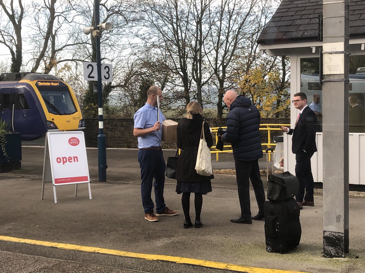 JasonWassell's tweet photo. Spotted from a train. The humble PR practitioner working hard. I am guessing the Post Office is opening a branch at the station. https://t.co/PGsvoKbWtj
