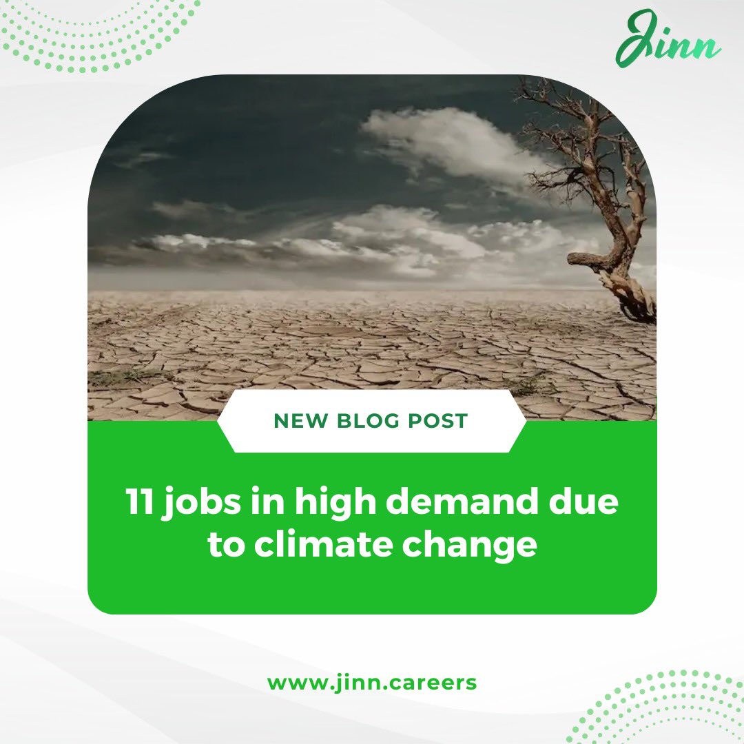 Jinn_online's tweet photo. Some jobs today may not be around in the future, while other roles may become more critical. In our blog post, you will know about 11 positions that will be in high demand due to global warming.
https://t.co/Jm2w4zZVtZ
#jobdemands #demandingjobs #jobtrends #careercoach #career https://t.co/EbLT2mn06p