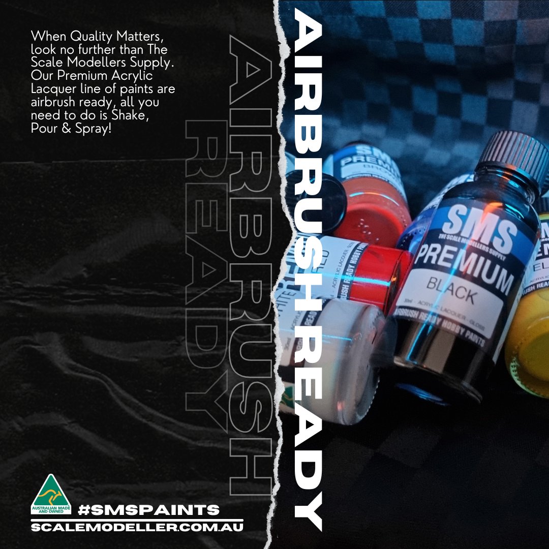 Take all the guess work out of painting your models by using our airbrush ready Premium Acrylic Lacquer line of hobby paints and make your hobby time more enjoyable. 

Shake, Pour & Spray! 

#smspaints #thescalemodellerssupply #scalemodellerssupply #scalemodel #AustralianMade