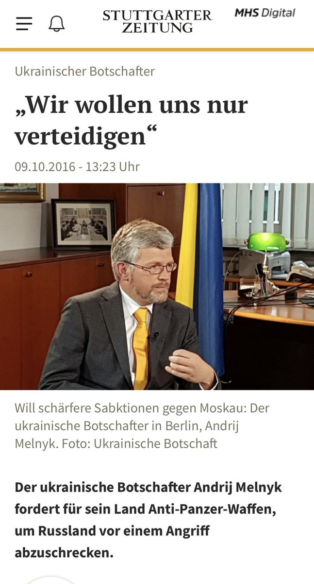MelnykAndrij's tweet photo. Meine Kassandrarufe🤷‍♂️
6 JAHRE VOR dem🇷🇺ÜBERFALL:
Keiner wollte uns hören:
„Wir benötigen moderne Anti-Panzerwaffen &amp; auch Luftabwehrsysteme, um einen groß angelegten Panzervorstoß 🇷🇺zum Erliegen zu bringen &amp; einen Krieg in Europa zu verhindern” @StZ_NEWS👇🏻https://t.co/37ZjzFEVbO https://t.co/MNE24Vyamh
