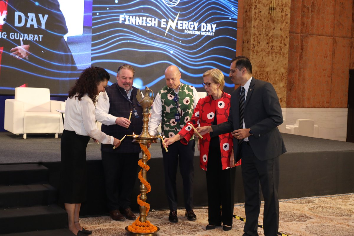 FinlandinIndia's tweet photo. We would like to thank dignitaries from @GPRD_GUVNL #GETRI, #GERMI and the #EPDGOG for their participation and insights about #Gujarat's #RE potential and its active work on #EnergyTransition
#PoweringGujarat #FinnishEnergyDays #FinnishEnergy https://t.co/plGLeyMlrY