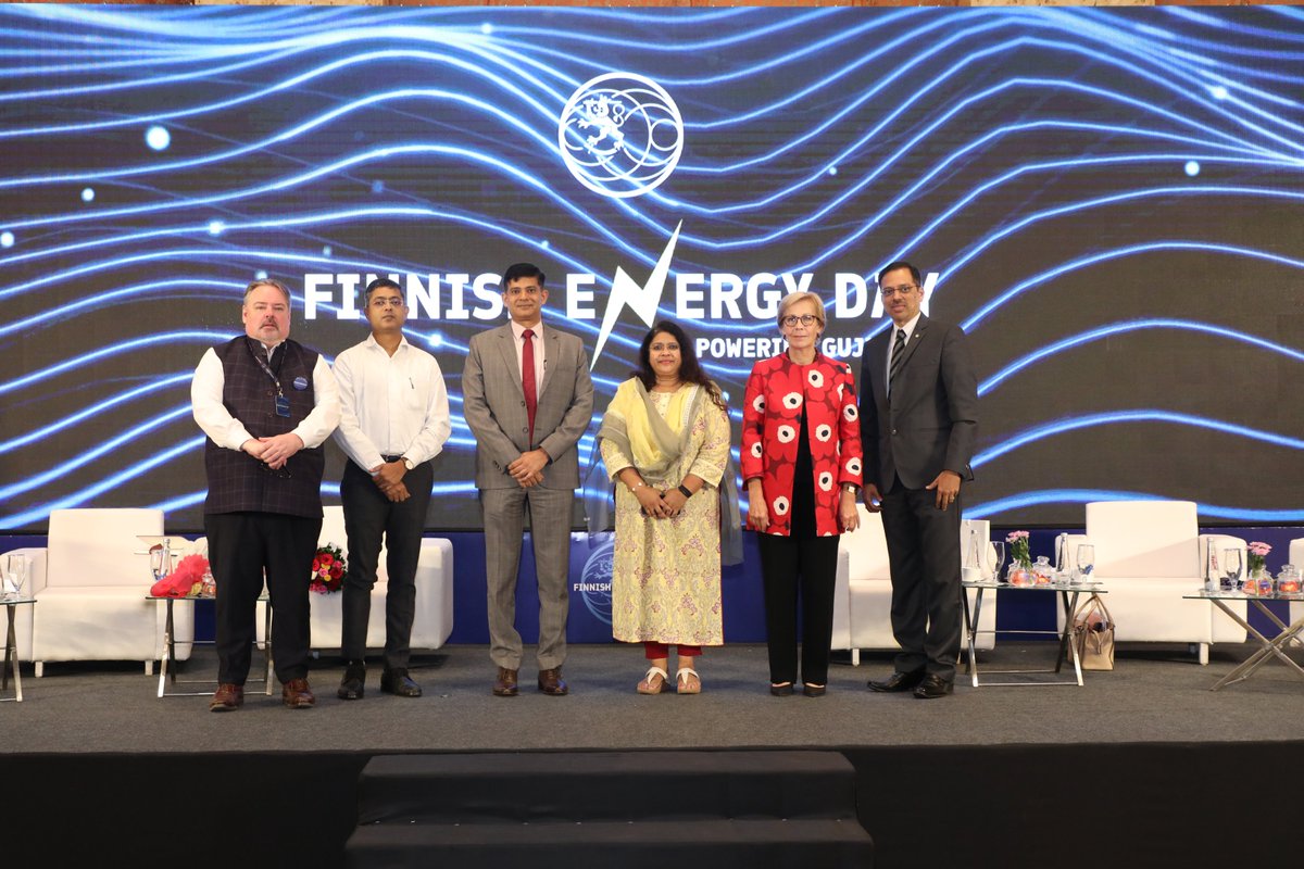 FinlandinIndia's tweet photo. We would like to thank dignitaries from @GPRD_GUVNL #GETRI, #GERMI and the #EPDGOG for their participation and insights about #Gujarat's #RE potential and its active work on #EnergyTransition
#PoweringGujarat #FinnishEnergyDays #FinnishEnergy https://t.co/plGLeyMlrY