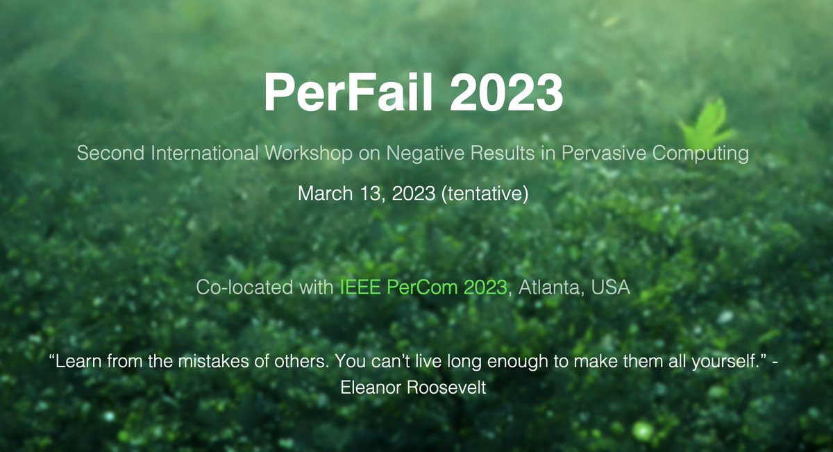 Ella_Peltonen's tweet image. The deadline for the #PerFail2023 workshop on lessons learned and negative results in @IEEEPerCom is extended! The new deadline is 28 Nov. We&apos;re waiting for your papers, also the short ones are great! perfail-workshop.github.io/2023/