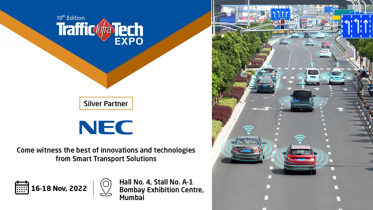 nec_india's tweet photo. NEC is pleased to announce its silver partnership with the #TrafficInfratech Expo. Let's get together to experience the premier Indian platform that links traffic and transportation experts from across the world.
Register NOW: https://t.co/6JdsVChBPV
#SmartMobility #NEC https://t.co/2tj8x8w7Yc