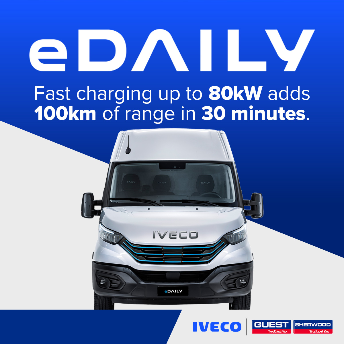 The new Iveco eDaily can charge in 30 minutes with a rapid charger.
Call our sales team on 0121 553 2737 or visit guesttruckandvan.co.uk/new-iveco-edai… to find out more. 

#guest #sherwood #iveco #truck #van #ivecodaily #ivecosway #ivecostralis #ivecoxway #ivecoedaily #electric #evvehicles