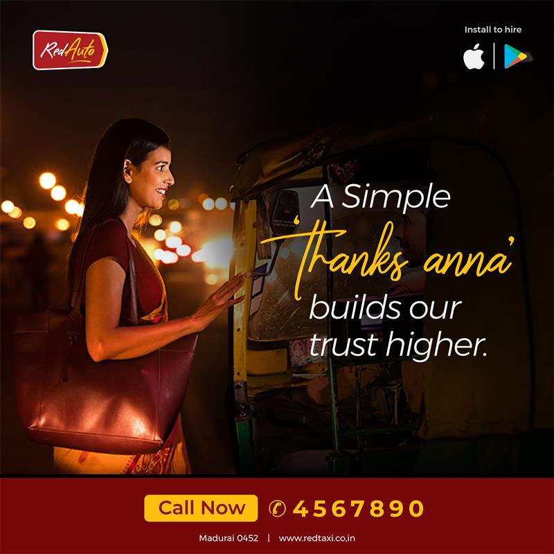 REDTaxiInd's tweet photo. Thanks to the ANNAs who gave us the safe and on-time ride at busy or late-night hours.

#redtaxi #BeOnTime #auto #redauto #AutoAnna #madurai https://t.co/L4thpNnZhq