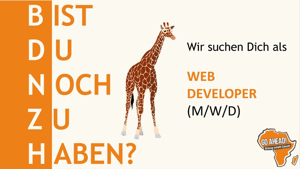 Bist du motiviert, Dinge zum Positiven zu verändern?
Willst du wertvolle Erfahrungen im Non-Profit-Umfeld zu sammeln?
Hast du Lust, dich ehrenamtlich einzubringen?
Dann bewirb Dich jetzt als WEB DEVELOPER (w/m/d)!😍💥 #linkinbio oder per DM 💌
#goahead #gobeyond
