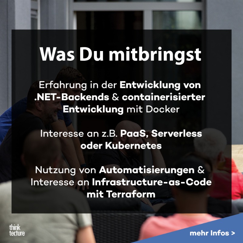 thinktecture's tweet photo. Hallo dotnet Developer! 👋 Du begeisterst Dich für die Cloud, möchtest, dass Deine Expertise im Fokus steht und von Experten gechallenged wird? 

Dann sollten wir uns kennenlernen  😉💬⬇️