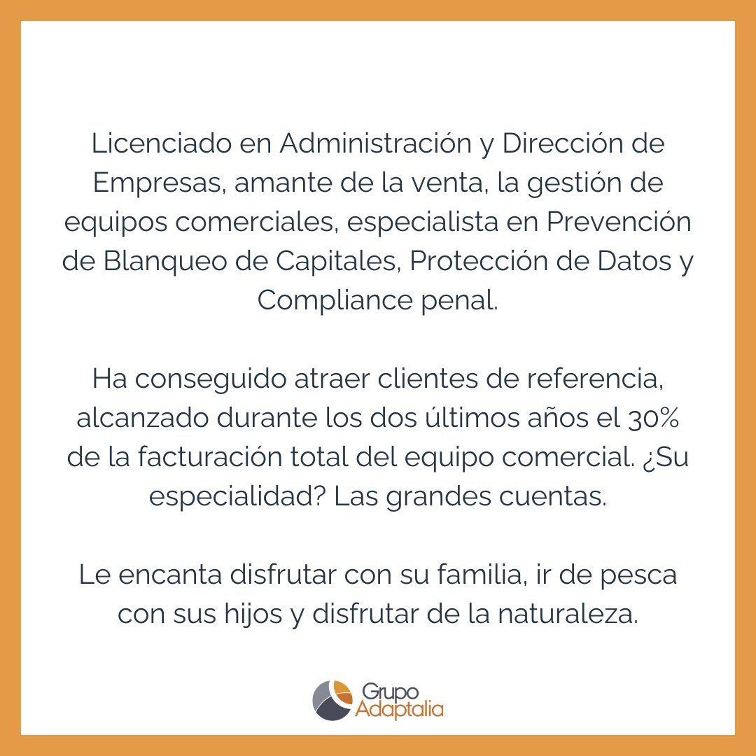 Hoy es el turno de otro de los engranajes más importantes de nuestro #EquipoAdaptalia: Ignacio Fernández.

Con una experiencia de 11 años en Grupo Adaptalia, su profesionalidad es igual de valiosa que su personalidad, siendo el alma de la empresa, alegre como nadie.