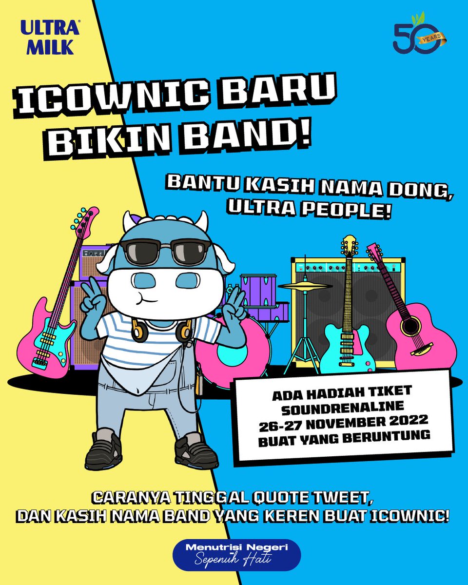 mymilk_id's tweet photo. ICOWNIC MAU BAGI-BAGI TIKET SOUNDRENALINE GRATIS!*

Caranya tinggal quote tweet aja buat kasih nama band paling keren buat si ICOWNIC loh!Jangan lupa mention teman-teman kamu juga ya! Periode 14 - 17 Nov 2022

*Pastikan Ultra People berusia 18+
#Soundrenaline #Giveaway #UltraMilk https://t.co/9uHEfwzGxI