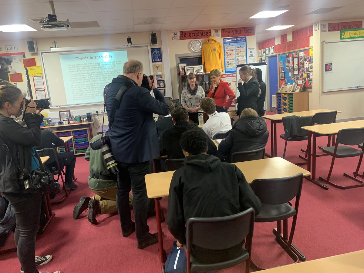 Great experience for our Higher Modern Studies class getting to meet <a href="/NicolaSturgeon/">Nicola Sturgeon</a> today. We got to share with what we were learning about Social Inequality and trade some good book recommendations! 📖